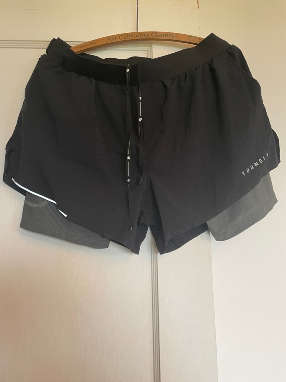 YoungLA Black Men's Athletic Shorts with Gray Liner